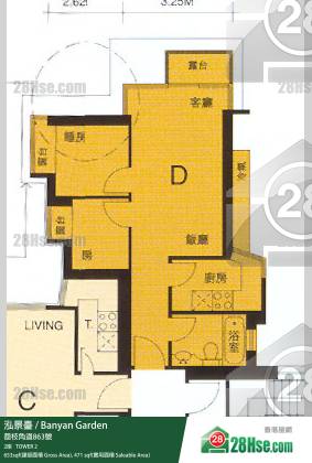 泓景臺 2座63樓 D室 平面圖 泓景臺 2座63樓 D室 平面圖