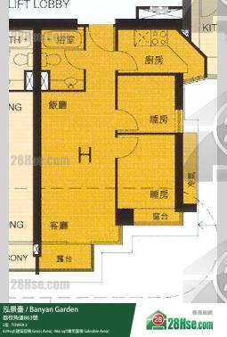 泓景臺 2座61樓 H室 平面圖 泓景臺 2座61樓 H室 平面圖