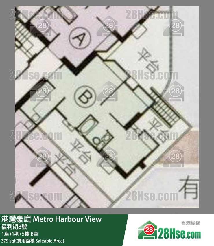 港湾豪庭 1座 (1期)5楼 B室 平面图