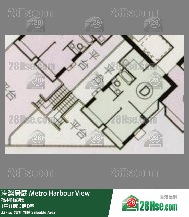 港湾豪庭 1座 (1期) 5楼 D室 平面图