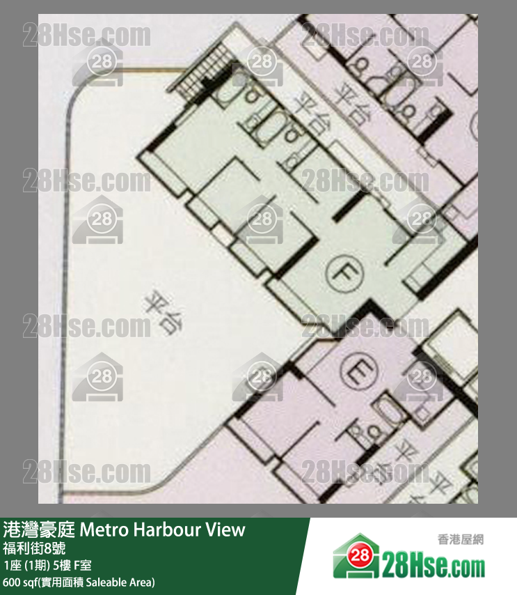 港湾豪庭 1座 (1期) 5楼 F室 平面图