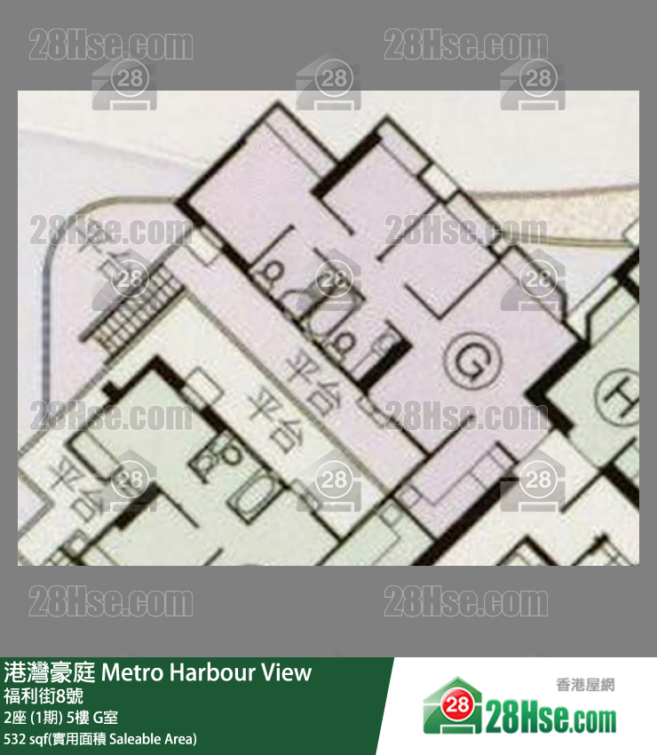 港湾豪庭 2座 (1期)5楼 G室 平面图