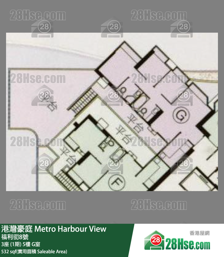 Metro Harbour View, Flat G, 5/F, Block 3 FloorPlan