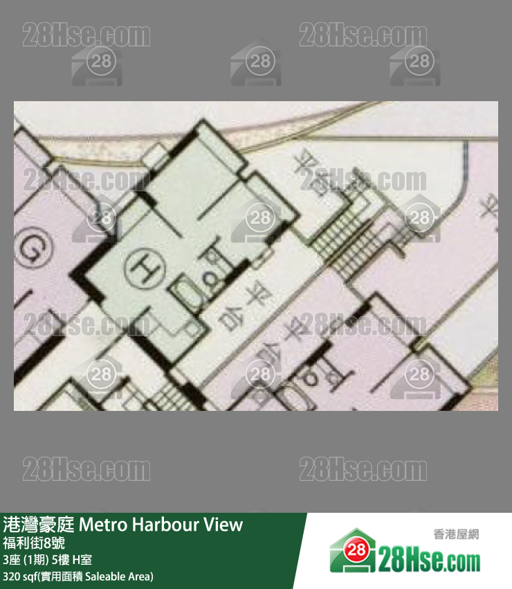 港湾豪庭 3座 (1期)5楼 H室 平面图