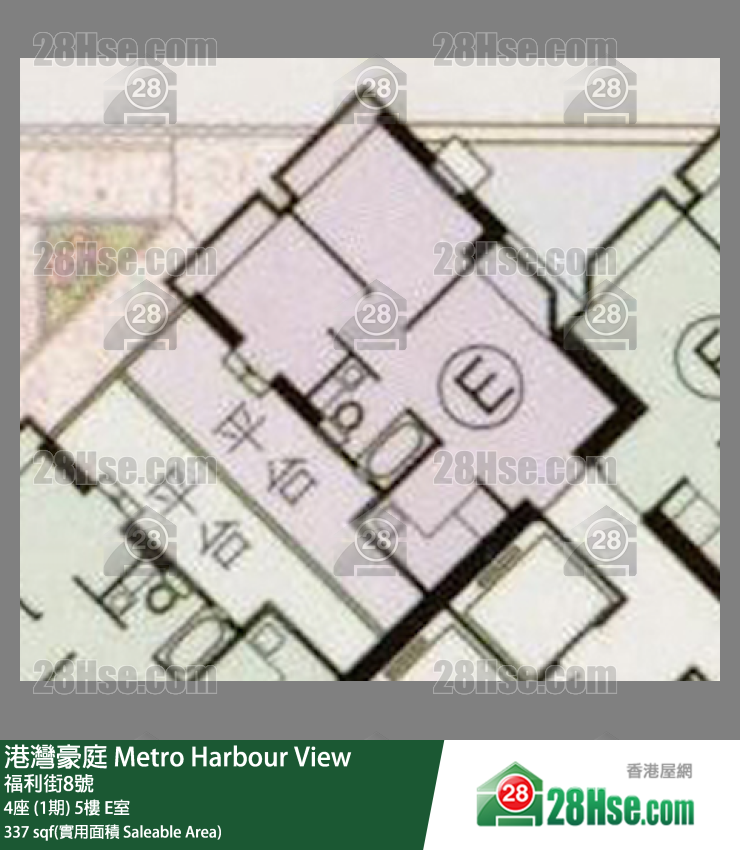 港湾豪庭 4座 (1期) 5楼 E室 平面图