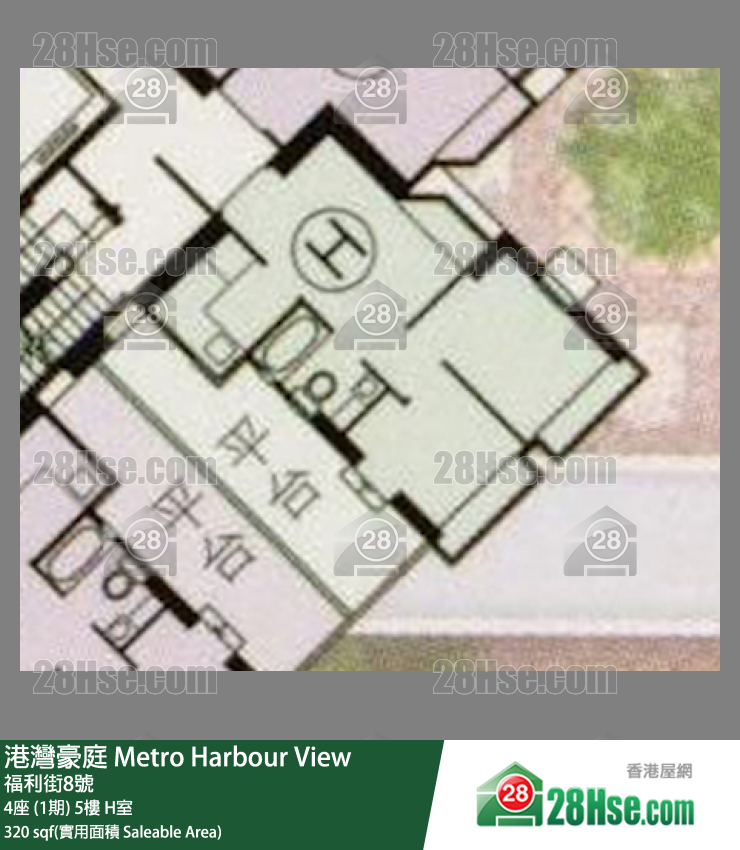 港灣豪庭 4座 (1期)5樓 H室 平面圖