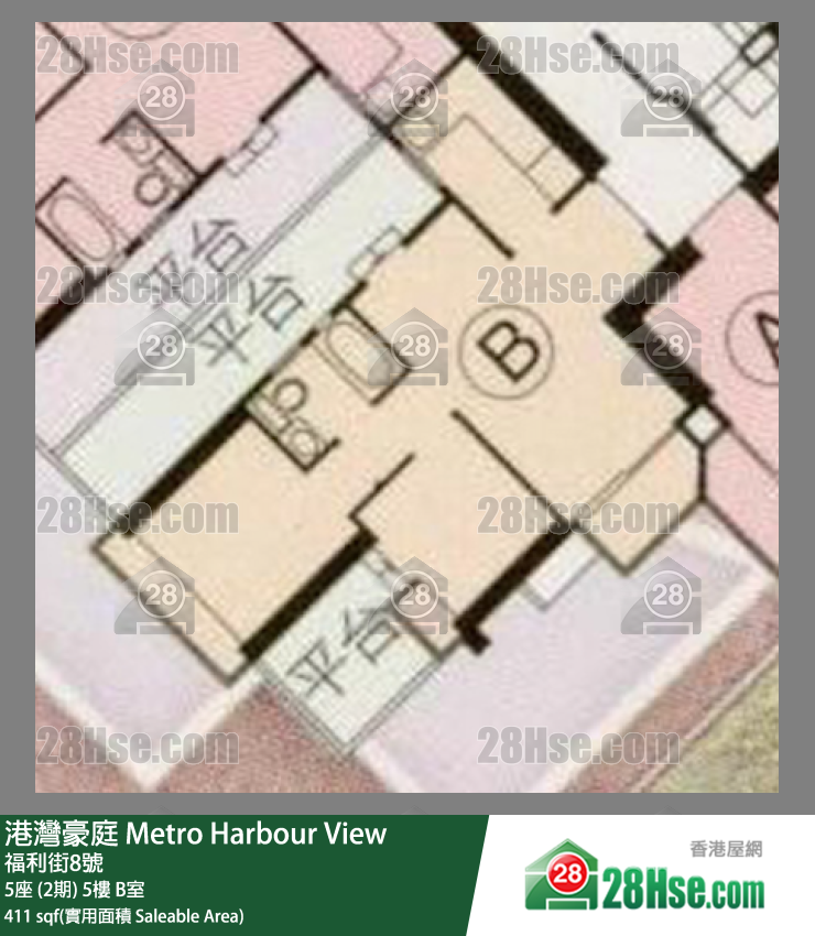 港湾豪庭 5座 (2期)5楼 B室 平面图