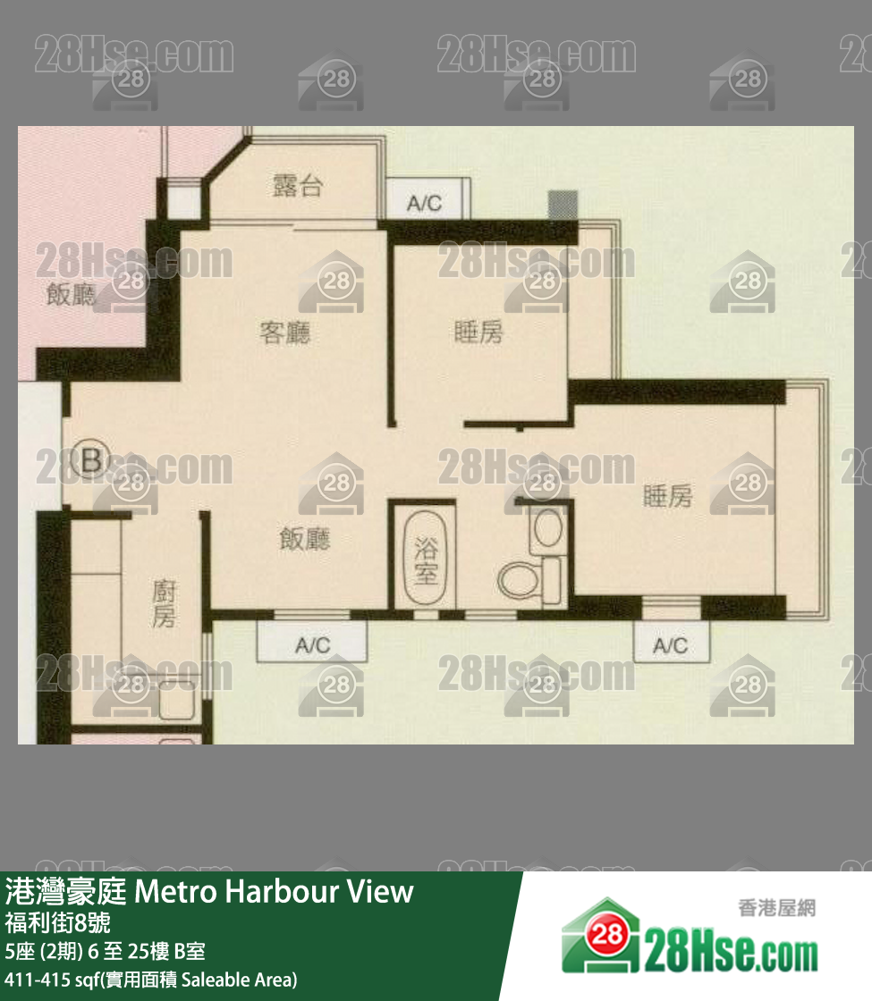 港湾豪庭 5座 (2期)8楼 B室 平面图