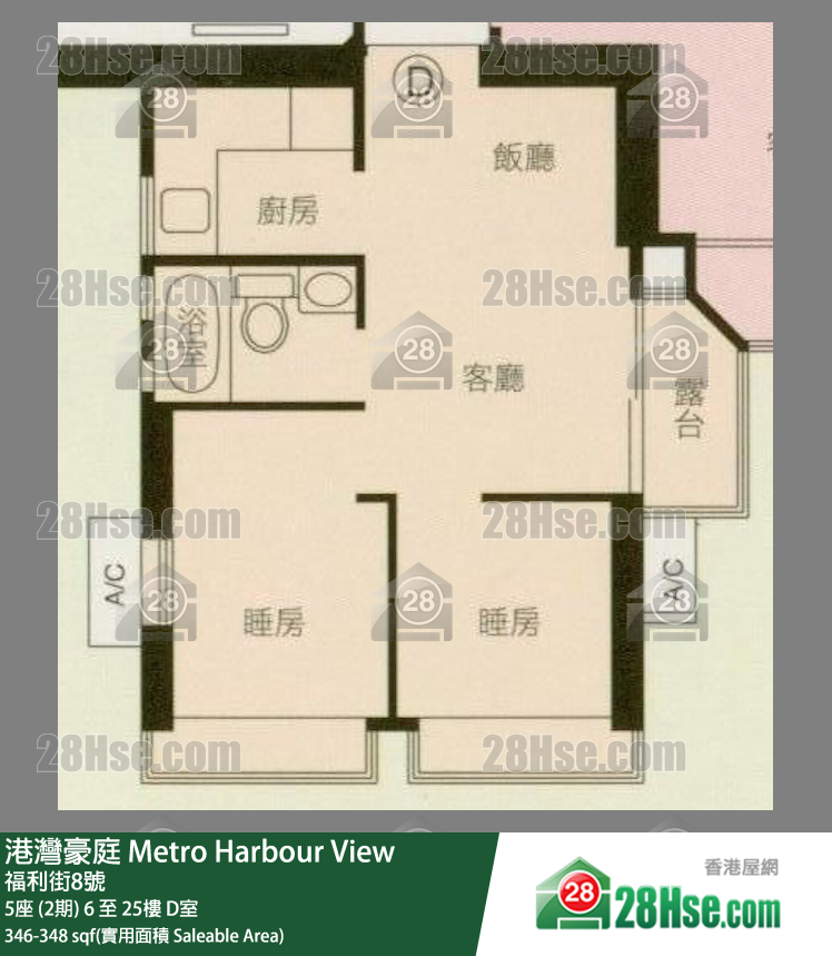 港湾豪庭 5座 (2期)10楼 D室 平面图