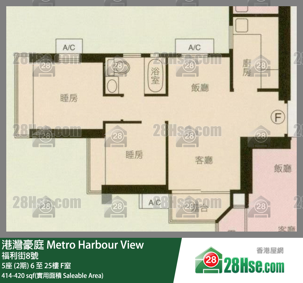 港湾豪庭 5座 (2期)14楼 F室 平面图