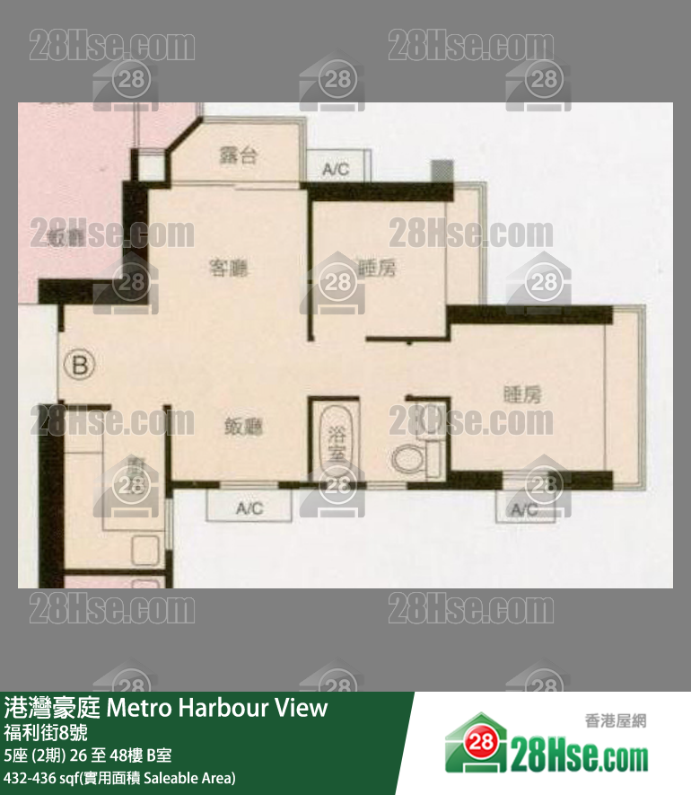 港湾豪庭 5座 (2期)47楼 B室 平面图