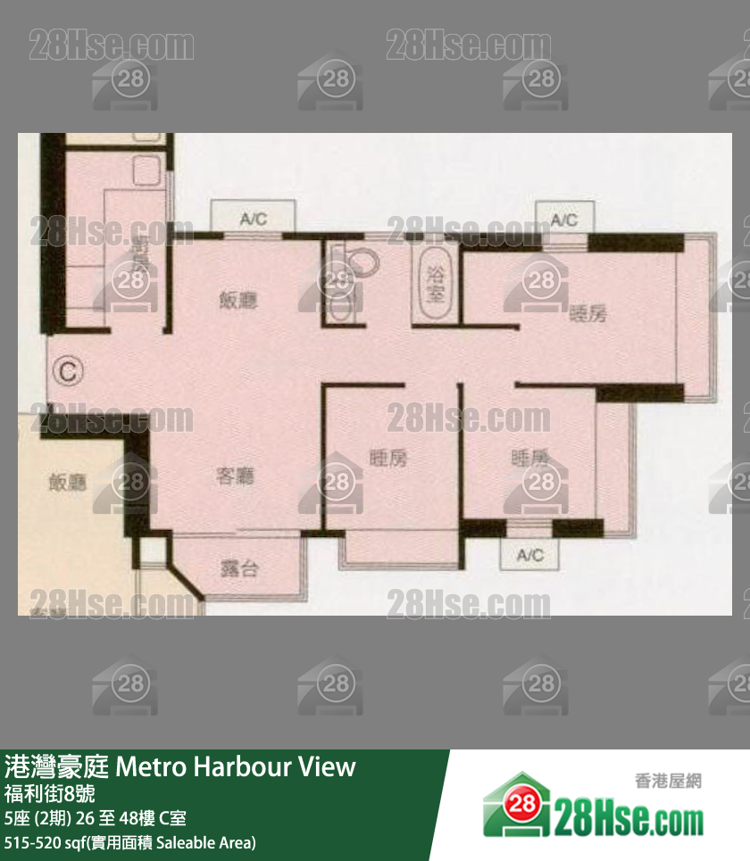 港湾豪庭 5座 (2期)48楼 C室 平面图