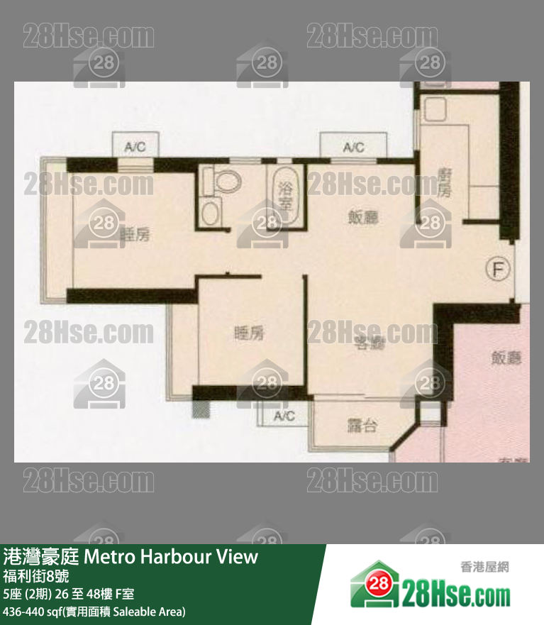 港湾豪庭 5座 (2期)35楼 F室 平面图