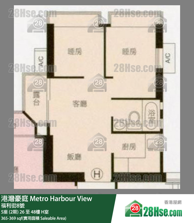 港湾豪庭 5座 (2期) 47楼 H室 平面图