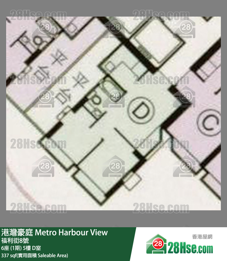 港湾豪庭 6座 (1期)5楼 D室 平面图