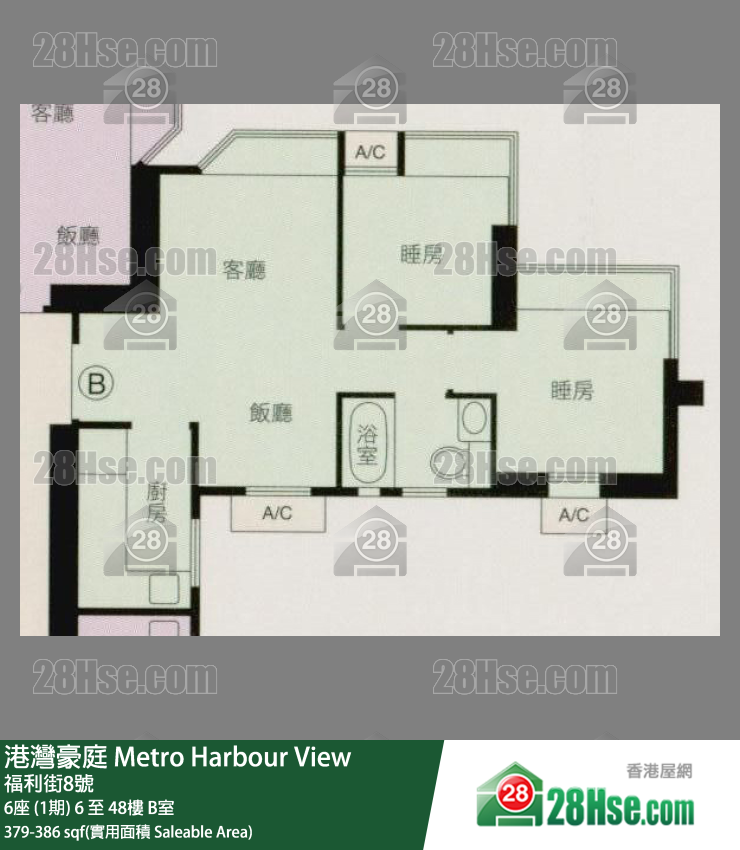 港湾豪庭 6座 (1期) 22楼 B室 平面图