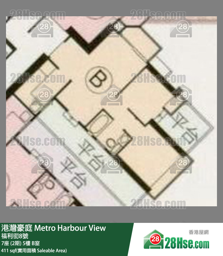 港湾豪庭 7座 (2期)5楼 B室 平面图