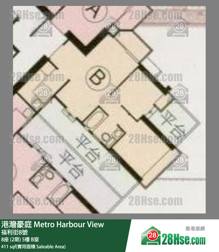 港湾豪庭 8座 (2期)5楼 B室 平面图