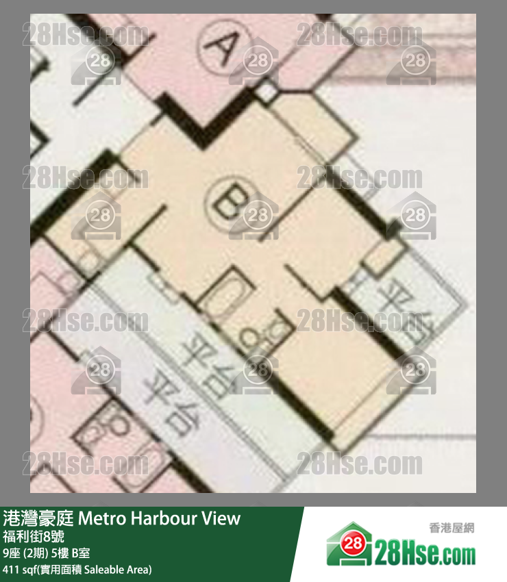 港湾豪庭 9座 (2期)5楼 B室 平面图