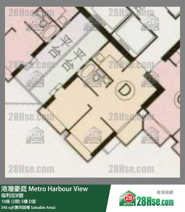 港湾豪庭 10座 (2期)5楼 D室 平面图