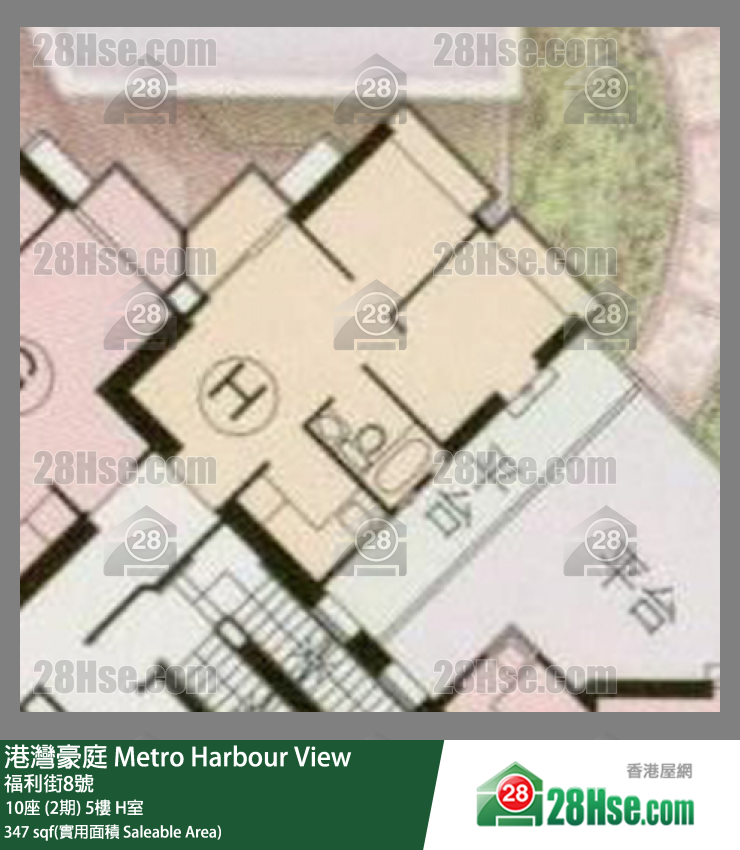 港湾豪庭 10座 (2期) 5楼 H室 平面图