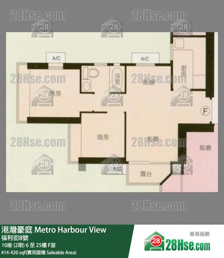 港湾豪庭 10座 (2期)9楼 F室 平面图