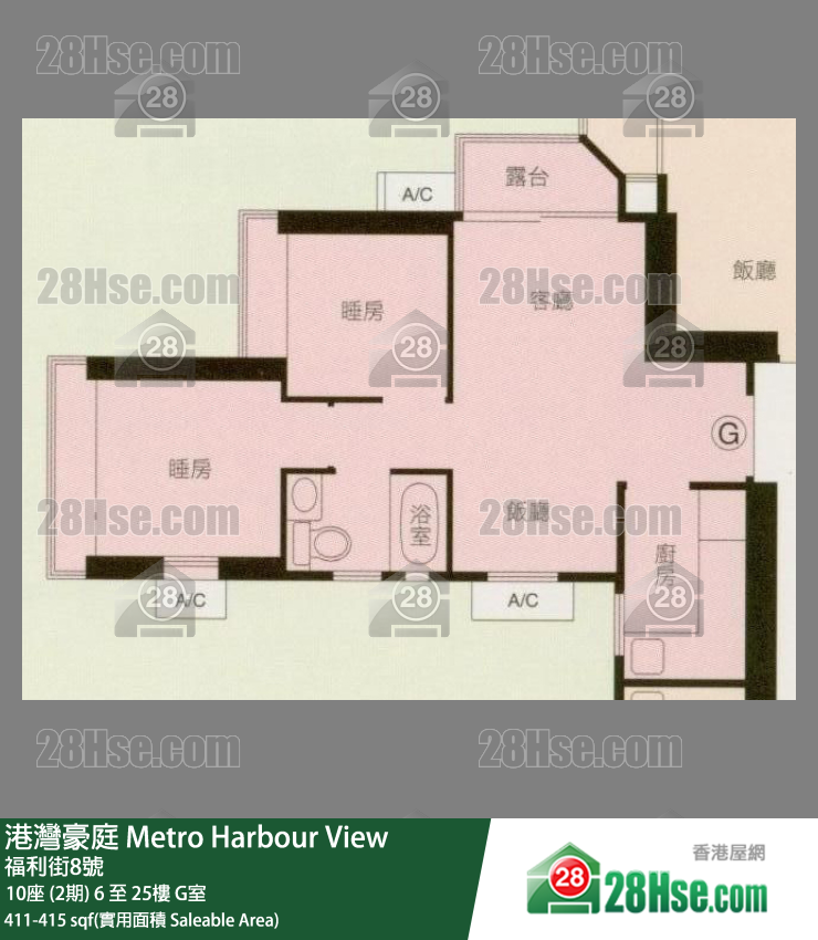 港湾豪庭 10座 (2期)7楼 G室 平面图