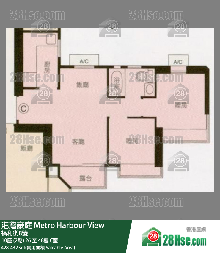 港湾豪庭 10座 (2期)47楼 C室 平面图