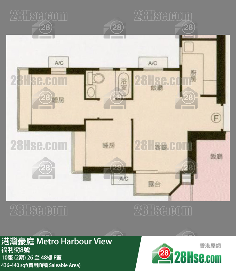 港湾豪庭 10座 (2期)47楼 F室 平面图