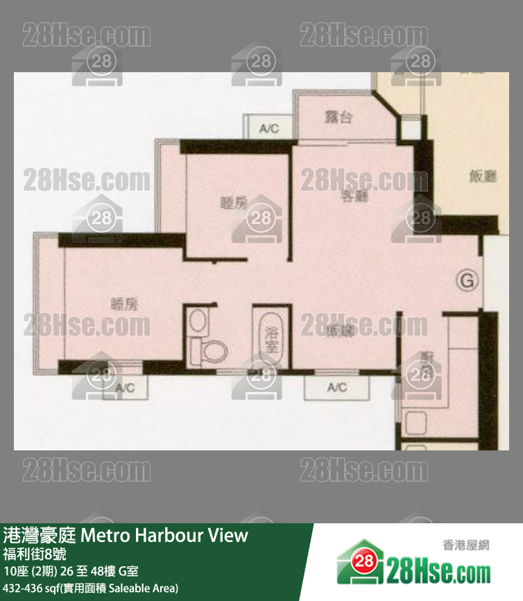 港湾豪庭 10座 (2期) 46楼 G室 平面图