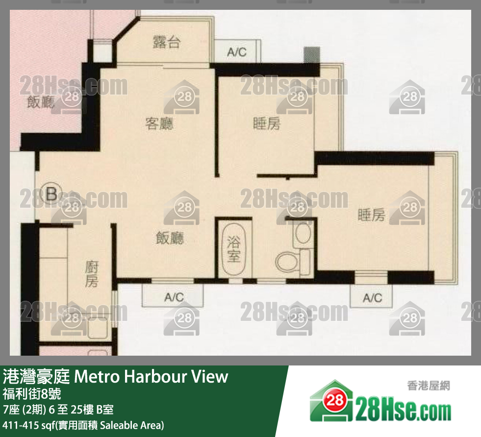 港湾豪庭 7座 (2期)16楼 B室 平面图