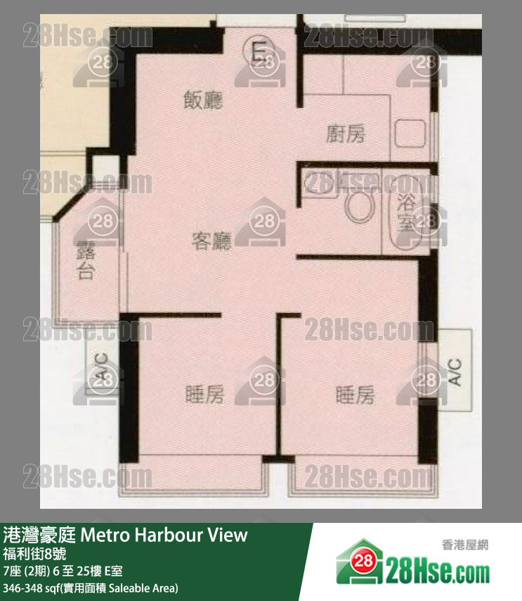 港湾豪庭 7座 (2期)8楼 E室 平面图