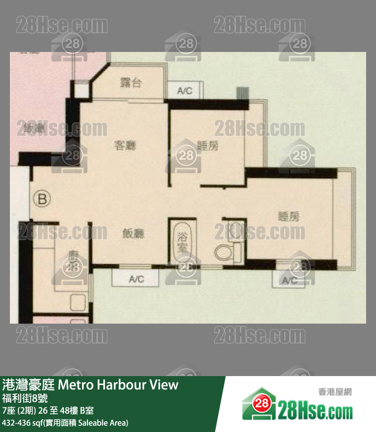 港湾豪庭 7座 (2期)36楼 B室 平面图