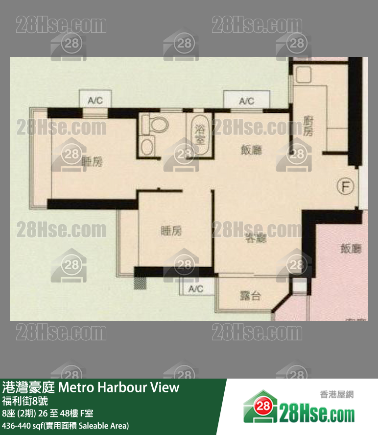 港湾豪庭 8座 (2期) 47楼 F室 平面图