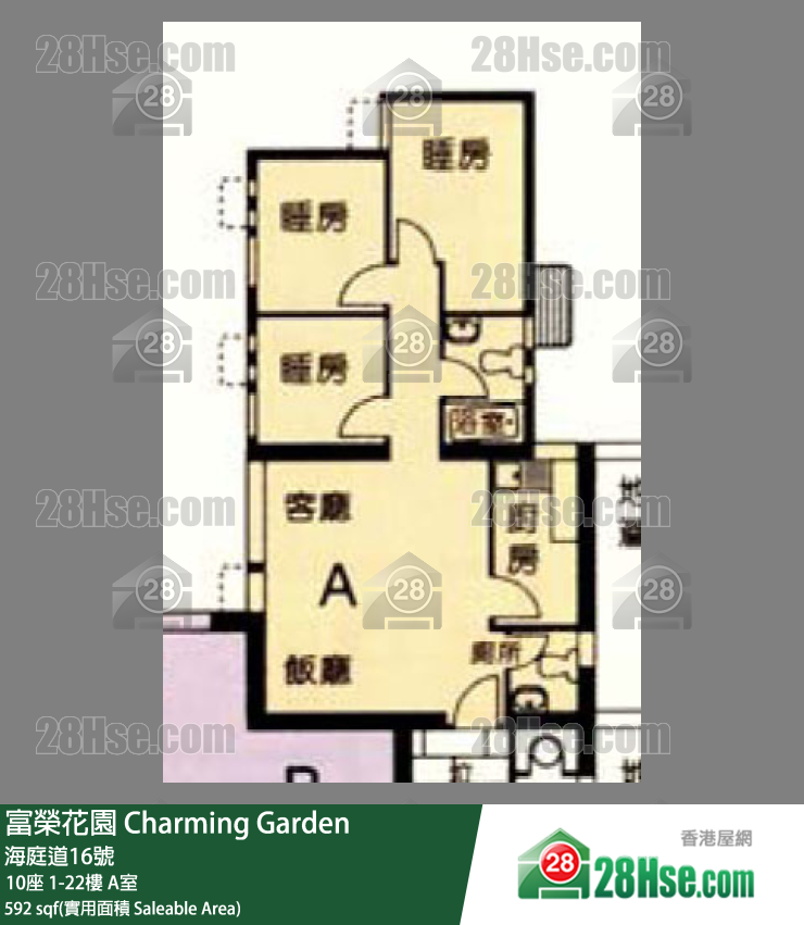 富荣花园 10座 4楼 A室 平面图