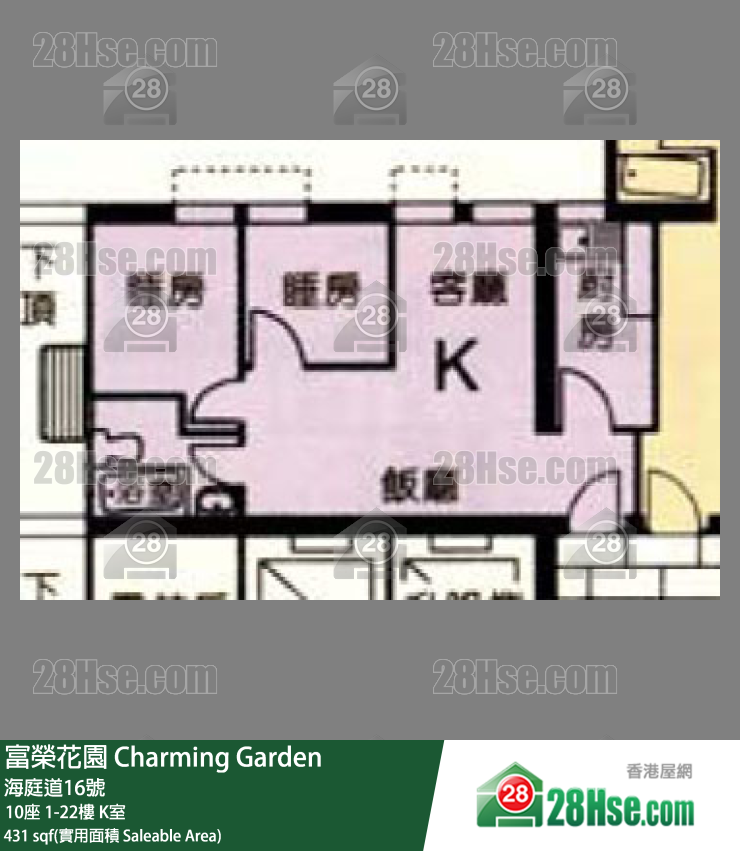 富荣花园 10座 11楼 K室 平面图