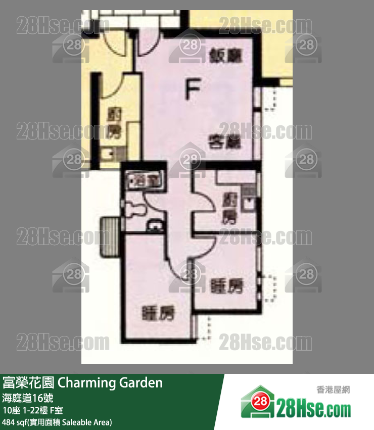 富荣花园 10座14楼 F室 平面图