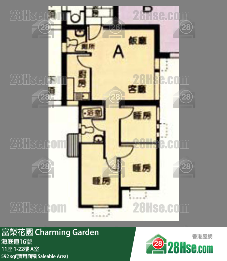 富荣花园 11座11楼 A室 平面图