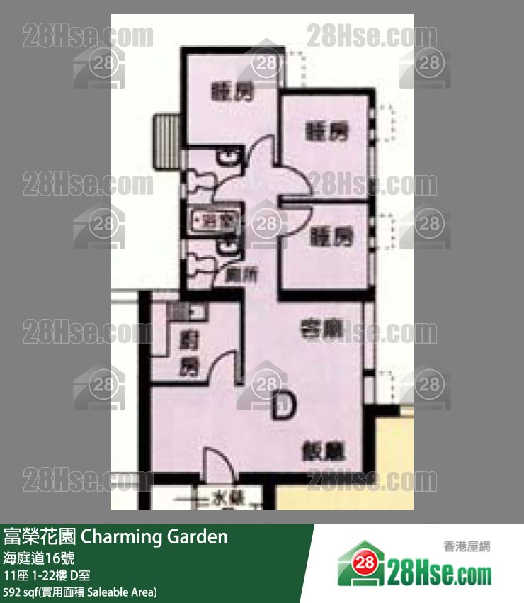 富荣花园 11座13楼 D室 平面图