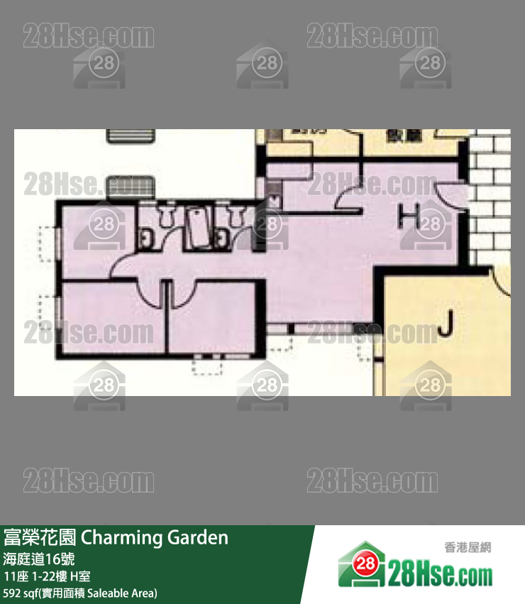 富荣花园 11座14楼 H室 平面图