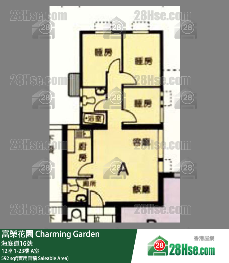 富荣花园 12座5楼 A室 平面图