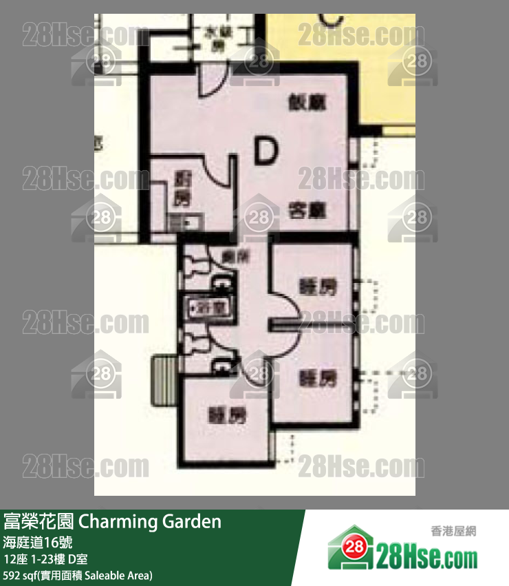 富荣花园 12座11楼 D室 平面图