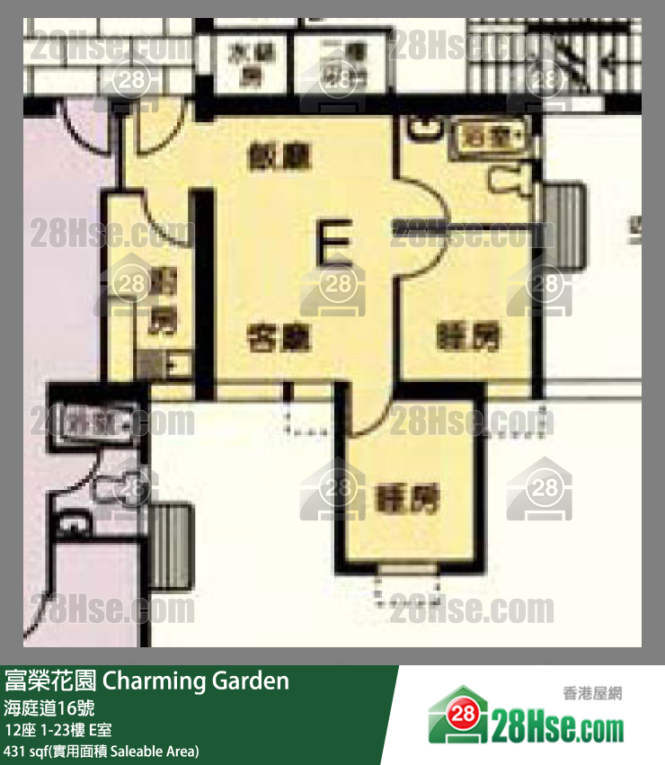 富荣花园 12座19楼 E室 平面图