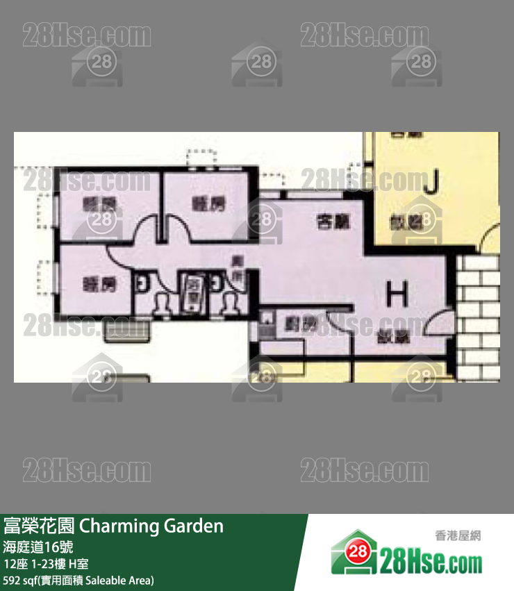 富荣花园 12座2楼 H室 平面图