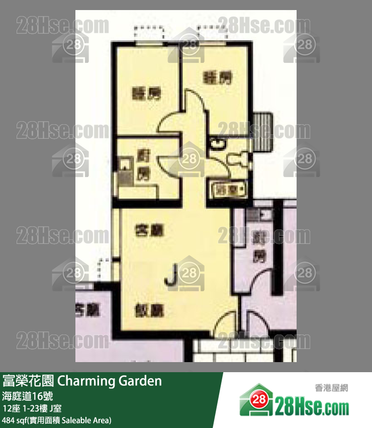 富荣花园 12座8楼 J室 平面图