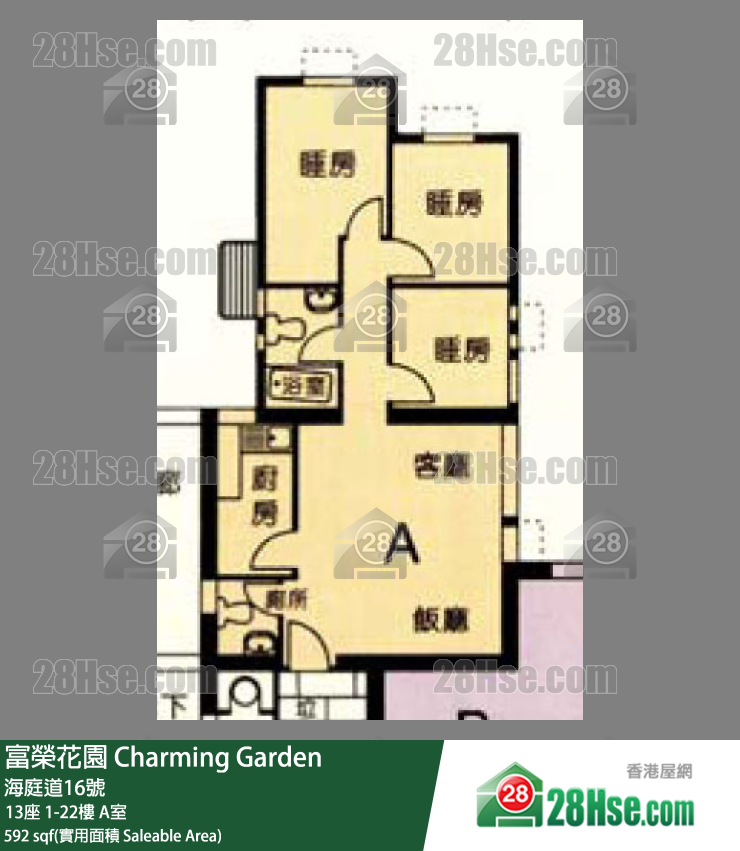 富荣花园 13座8楼 A室 平面图