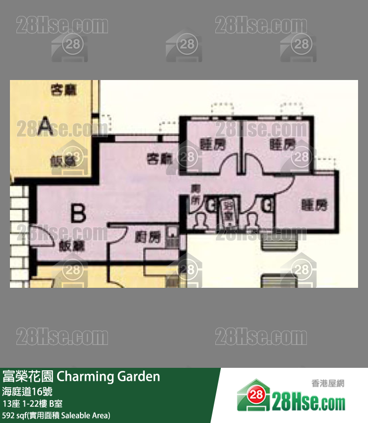 富荣花园 13座18楼 B室 平面图