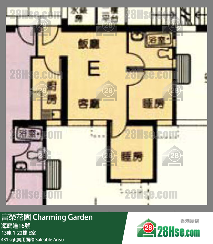 富荣花园 13座11楼 E室 平面图