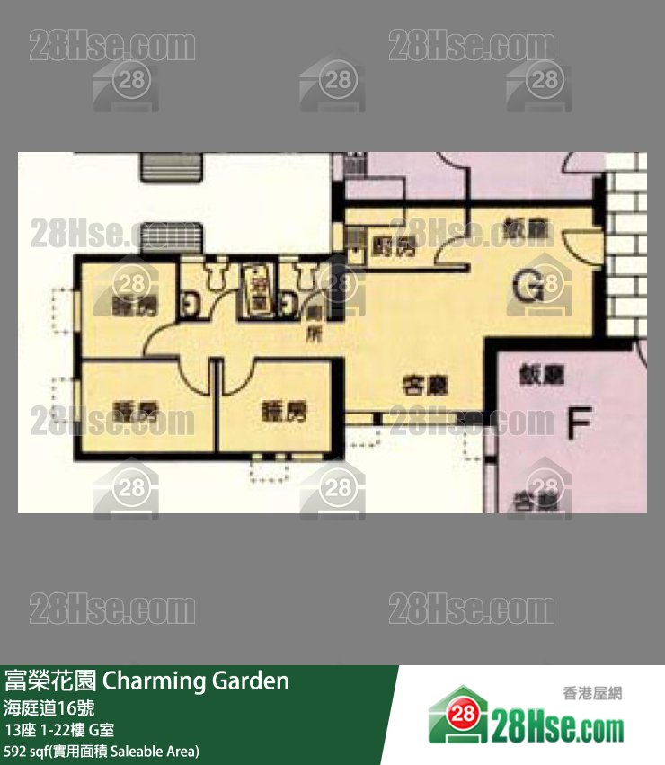 富荣花园 13座8楼 G室 平面图