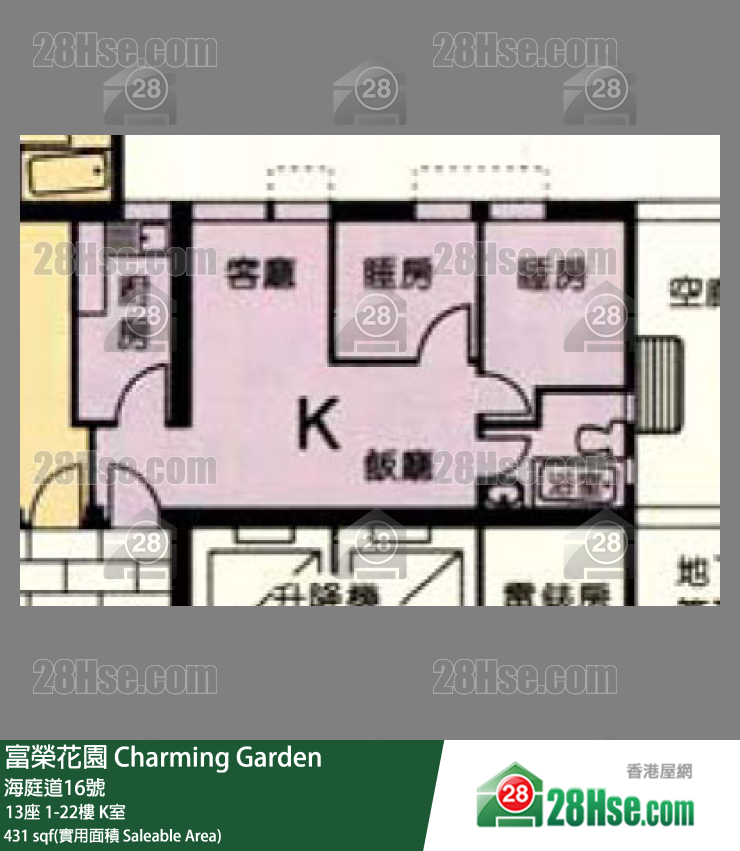 富荣花园 13座2楼 K室 平面图
